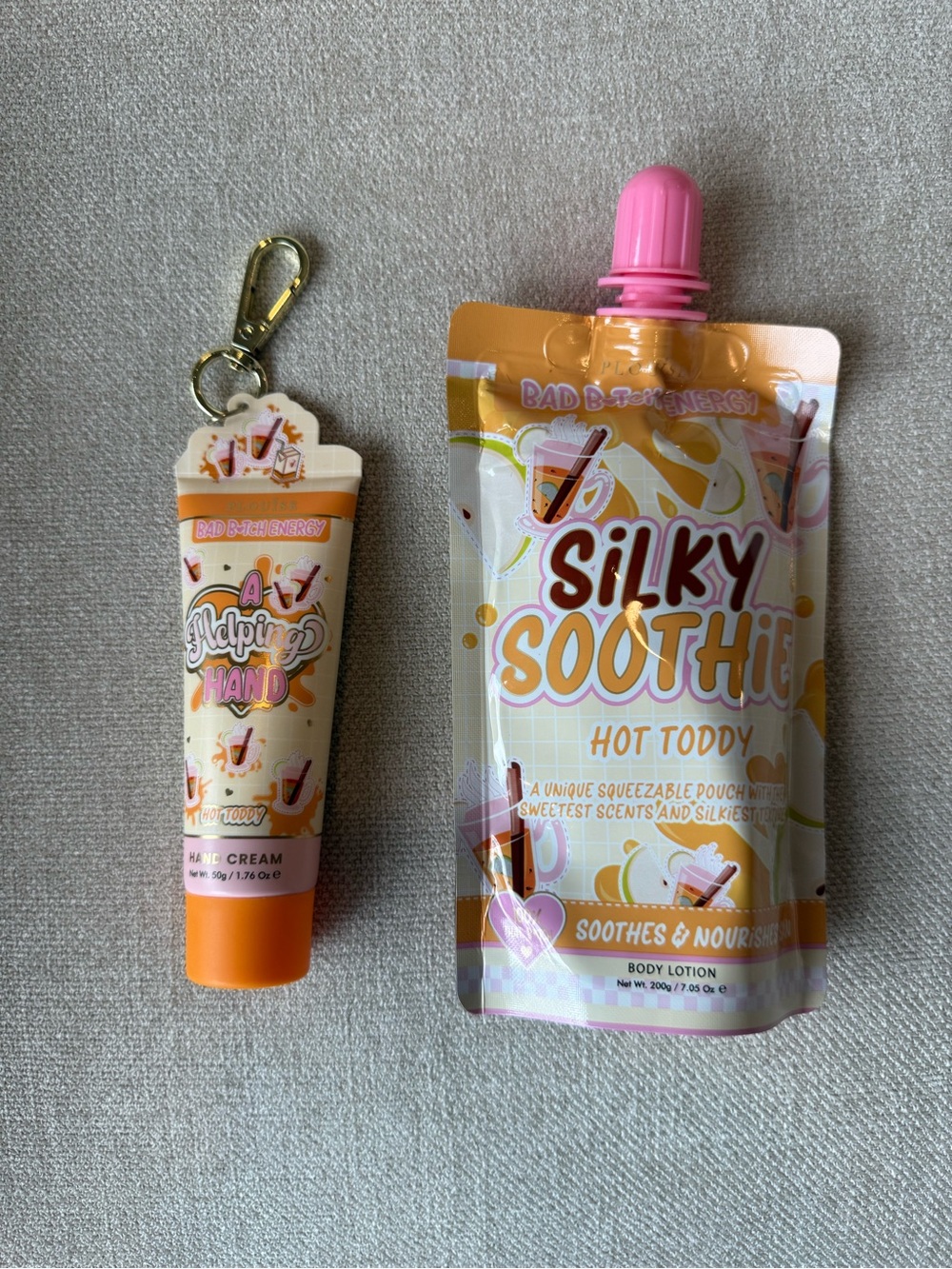 P Louise Hot Toddy Silky Soothie Body Lotion & Hand Cream Set — Pink and Orange